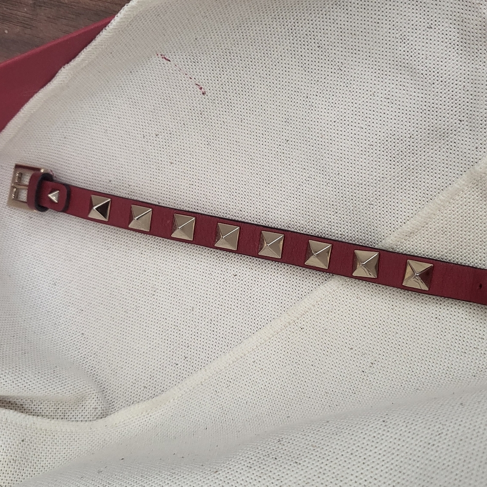 Valentino Red Bracelet with Gold Studs